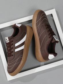 Baskets décontractées mode pour femmes, chaussures plates décontractées à lacets légères avec semelle épaisse, chaussures de sport basses multifonctionnelles - Tabac - Voir 4