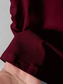 Camiseta ajustada de mujer con estampado de letras, silueta estilizante, estilo casual/al aire libre, nueva llegada de verano, color rojo - Burdeos 4 - Ver 3