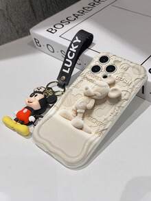 Disney Mickey Mouse Clubhouse Phone Case : 3D Fluffy Pattern Border Protector Phone Soft Phone Case With A Free Cute Mickey Bracelet Chain Lanyard, Mickey, Minnie, Goofy, Donald Duck, Daisy Duck, Pluto, For Apple 17 Promax 17 Pro 16 15 14 13 12 11 Pro Max XS Max X XR Soft Cover Summer Phone Case - 白色 - 查看 7