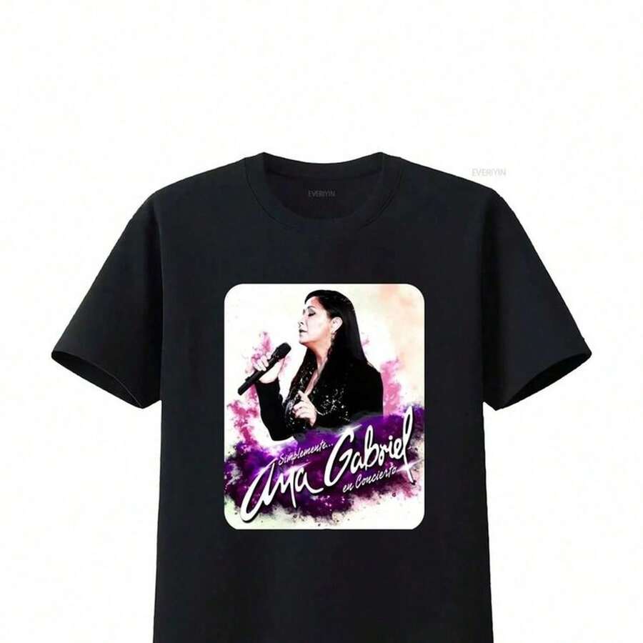 Ana Gabriel En Concierto Latin Singer Tour T Shirt XL Vintage Vintage Washed Versatile Stretched Graphic Casual Stylish HommeShirt For Women Camiseta 100% Algodón Unisex - Playera Casual Premium de Corte Cómodo - Negro - Ver 1
