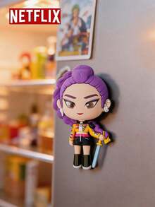 1pc Netflix Official " Witch Hunters" 3D PVC Fridge Magnet, Cute Character Design Magnetic Fridge Decor, Includes , Zoe And Adorable Tiger Figures, Suitable For Home Kitchen Decor And Anime Fan Collectibles - A - View 6