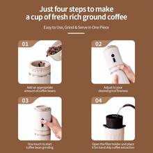 Máquina de café portátil mini Aeomjk con molinillo incorporado, cafetera de estilo americano 2 en 1 con taza de goteo y portátil, adecuada para viajes, campamentos y uso doméstico - Varios estilos y colores - Ver 4