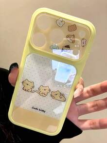 适用于苹果17 Pro Max、16 Pro（大窗口）、15 Plus、14高端、13手机的1件装全包保护壳，可爱的猫咪和大象情侣设计 - 黃色 - 查看 5