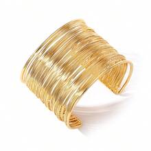 Vòng tay vàng cao cấp sang trọng dành cho nữ, kiểu dáng cổ điển châu Âu và Mỹ, làm từ hợp kim, được chế tác thủ công tinh xảo. - Vàng - Xem 3