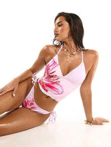 Conjunto de bikini a cuadros de cereza dulce - Rosa - Ver 4