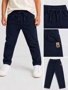 Comfortable Everyday Casual Pants For Boys. - 藏蓝色 - 查看 1