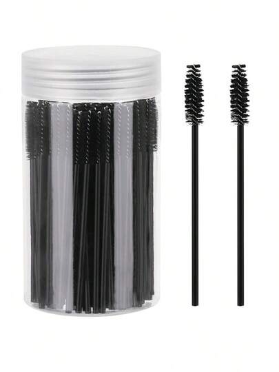 200/100/50/10pcs Eyelash Brush, Eyelash Mascara Brush (With Storage Box), Flexible Disposable Eyebrow Brush, Eyelash Extension Brush, Eyebrow Brush, Castor Oil Brush (Black),Giveaways