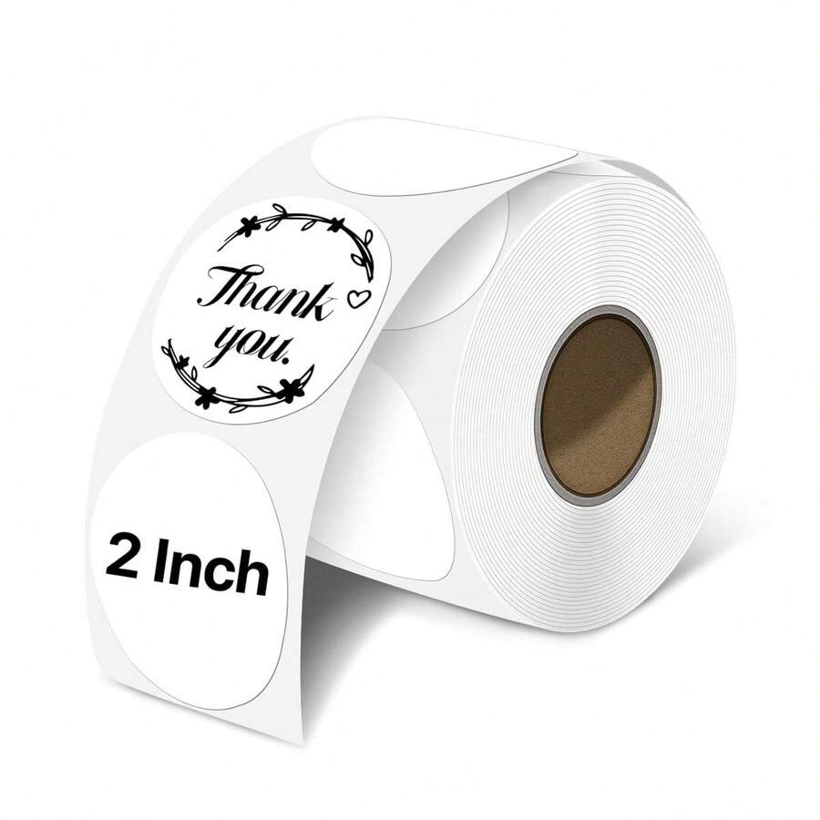 Nhãn dán nhiệt tròn tự dính 2 inch, 600 chiếc/cuộn - Đa năng, tương thích với máy in để bàn dùng trong văn phòng.