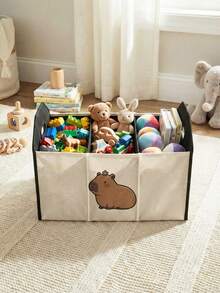 1pc Compartment Storage Box, Laundry Basket, Large Capacity Foldable With Capybara Pattern Print, Multipurpose Storage Box For Nursery, Bedroom, Baby Clothes, Under Bed, Baby Toys - Multicolor - View 9