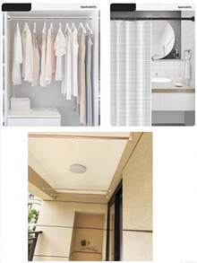 1pc Stainless Steel Adjustable Tension Rod With Built-In Spring Bearing, Suitable For Wardrobe Hanging, Curtains, Shower Curtains, Bathroom Drying And Door Curtains - A - View 2