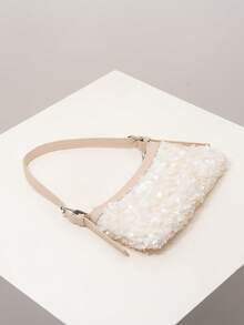 Sequin Shoulder Bag, Elegant Ladies Handbag, Suitable For Evening, Party, Graduation, Wedding, Women's Gift - Beige - View 6