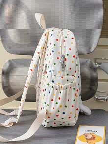Long Ear Rabbit Polka Dot Backpack, Cute Plush Rabbit Backpack, Student Commuter Bookbag - White - View 4