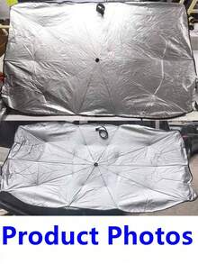 Retractable Car Sunshade - Made Of Titanium Silver Material, UV Protection, Easy To Use And Store, Quick Open And Close, Blocks UV Rays, Effectively Lowers Car Interior Temperature, Durable And Lightweight, Fully Covers Front Windshield, Comes With Small Storage Bag - A - View 7