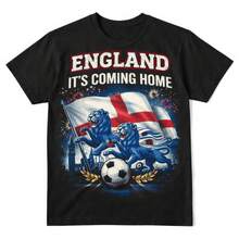 Camiseta 2026 Tops Inglaterra 'It's Coming Home' Copa do Mundo 2026 Presente para Fãs de Futebol - Preto - Ver 1