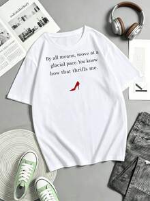 Glacial Pace T-Shirt, Quote From The Movie "The Devil Wears", Glacial Pace T-Shirt - 白色 - 查看 1