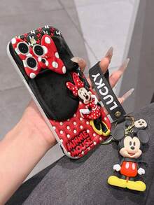 This Disney Mickey Mouse Lanyard Phone Case Is Fully Covered In TPU Material. It's Shockproof, Lightweight, And Compatible With IPhone17/16/11/13/15/15 Plus/15 Pro/15 Pro Max/12/14 Pro Max/11 Pro Max/12 Pro/12 Pro Max/13. This Phone Case Makes A Popular Birthday Gift Or Business Gift; It's Durable, Stain- And Fingerprint Resistant, And Suitable For Both Men And Women. The Set Also Includes A Mickey Mouse Phone Case And A Mickey Mouse Plush Bracelet. It's A Perfect Gift For Friends And Family. This Stylish Phone Case Is Fun, Lightweight, And Durable. IPhone17 Pro Max Phone Case, Minnie Mouse Phone Case. - trắng - Xem 4