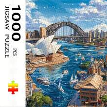 1盒1000片拼图,50*70厘米/19.7*27.6英寸 - 城市主题 - 大型成人拼图,DIY手工礼品,适合家居、客厅、办公室装饰,无框,圣诞节、万圣节、母亲节、新年、复活节礼物 - 彩色 - 查看 7