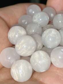 beadia 50颗/包 8/10/12毫米 白色梦幻星空树脂流沙金色仿猫眼圆珠，闪亮星空圆珠，多功能手工饰品制作材料，适合时尚配饰和装饰 - 白色 - 查看 1
