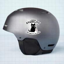 1/2/5pcs "I Have Stability" Black Cat With Knife Sticker , Humorous Quote Stickers,Suitable For Water Bottle, Laptop, Car, Skateboard, For Students, Professionals,Cat Enthusiasts, Humor Aficionados - A - View 5