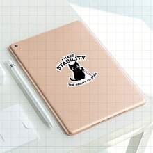 1/2/5pcs "I Have Stability" Black Cat With Knife Sticker , Humorous Quote Stickers,Suitable For Water Bottle, Laptop, Car, Skateboard, For Students, Professionals,Cat Enthusiasts, Humor Aficionados - A - View 2