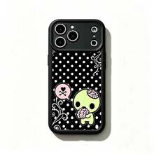 Y2k Kawaii Emo Zombie Phone Case |   Pink Black Polka Dot Skull Pattern Protective Cover, Soft Durable TPU Cover With Lens Protection. Compatible With 11-17 Pro Max &  , Cute Stylish Aesthetic Design, Perfect Gift Ideas For Her & Him. - 6 - Xem 12