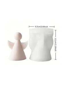 1 Khuôn silicon làm nến hình thiên thần Giáng sinh (có cánh) - Dụng cụ tự làm nến Giáng sinh, chịu nhiệt, có thể tái sử dụng và dễ dàng lấy nến ra, phụ kiện thiết yếu cho việc làm nến Giáng sinh và trang trí nhà cửa dịp Giáng sinh. - trắng - Xem 8