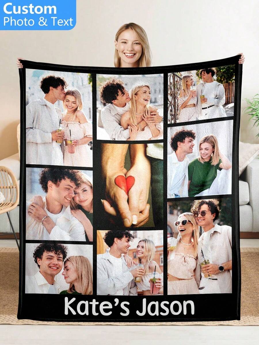 1pc Customized Photo Fleece Blanket, Funny | Custom Blankets | Fathers Day Gift | | Father's Day Gift | Throw Blanket | Customizable Things | Mom Gifts | Dorm Decor, Personalized Fleece Blanket With Family, Pet, Couple Photos, Great Gift For Mother's Day, Father's Day, Valentine's Day, Carnival, Easter, Thanksgiving, April Fool's Day, Back To School, Office Nap, Private Custom Blanket, Holiday Blanket, Breathable, Lightweight ,For Family | - 款式-12 - 查看 1