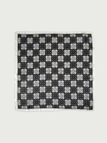 1 pezzo Sciarpa casual in poliestere con stampa floreale, accessorio decorativo versatile per tutte le stagioni - #4 Nero - Visualizzare 3
