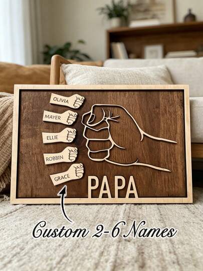 1pc Creative Father's Day Happy Fathers Day Personalized Wooden Decorative Ornaments, PAPA, Birthday Gift For Dad, Personalized Father's Day Gift.
