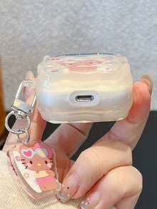 SANRIO Bao đựng tai nghe Hello Kitty bằng da đen kiểu Nhật Bản, viền lượn sóng, phong cách nghỉ hè, phù hợp với thế hệ 1/2/3 Pro - Bao bảo vệ trong suốt chống rơi vỡ. - Nhiều màu - Xem 5
