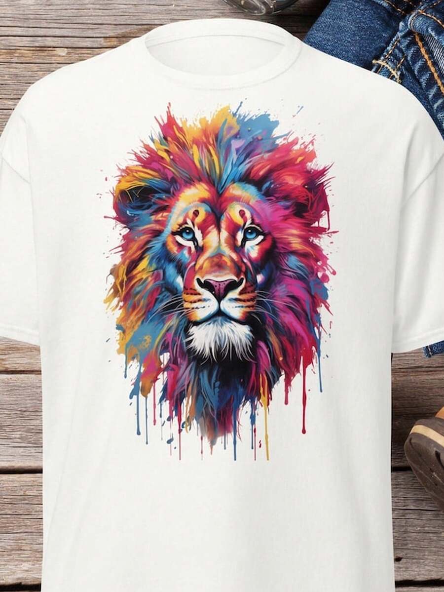 Lion Face S1Hirt MA1Jestic Lion T S1Hirt Wild L1L1ife Lion T1S1Hirt For Animal Lover S1Hirt Animal S1Hirt UniS1ex T S1Hirt AfriC1AC1An Herd Zoo S1Hirt. - 白色 - 查看 1