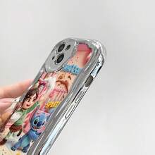 Disney Lilo & Stitch Phone Case, Cartoon Art Protective Cover. Compatible With IPhone 17, 16, 15, 14, 13, 12, 11 Pro Series, Featuring Plush Stitch And Vanellope From Wreck-It Ralph In A Pink Candy Kitchen With Baking Chaos And "CHAOS" Letter Print, Perfect For Animation Fans, Ideal For Birthdays, Holidays, Anniversaries, Graduation Gifts, Or Any Special Occasion To Surprise Family, Friends, Classmates, And Loved Ones. - 銀色 - 查看 6