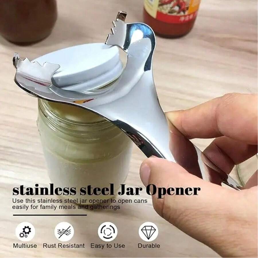 Mason Jar Opener, Stainless Steel Lid Lifter Tool, Multifunctional Can Opener, Easy Twist Top Removal For Jars And Various Lids - View 1