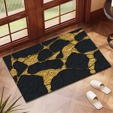 1pc Black & Gold Printed Absorbent Mat/Drying Mat For Coffee Maker, Tableware - Polyester Absorbent Desktop Protective Mat With Rubber Anti-Slip Pad, For Kitchen Counter Decor, Home Bar And Dining Table - Multicolor - View 1