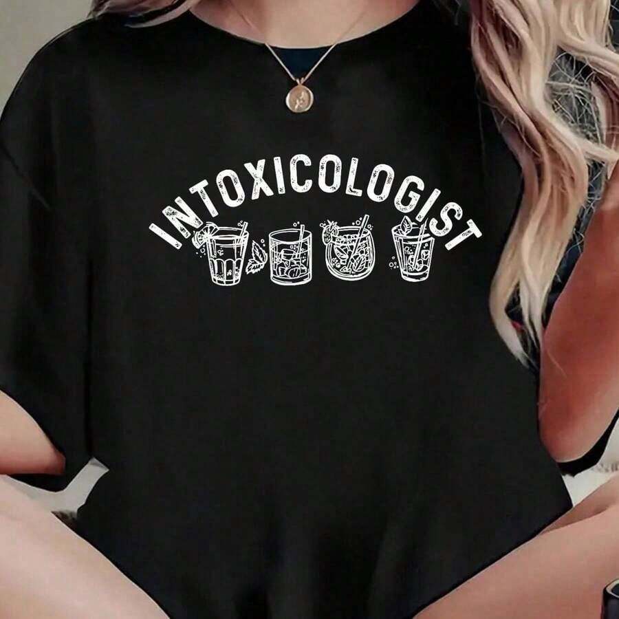 Camiseta con Estampado de Cóctel "Intoxicólogo" Tallas S-5XL - Negro - Ver 1