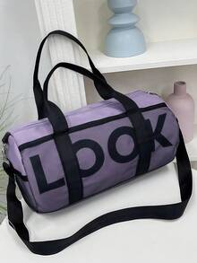1个可折叠肩带防水健身包，尺寸38x22厘米/15*8.6英寸，轻便带内袋，适合旅行、运动、健身、周末出行、舞蹈等场合，粉色 - 彩色 - 查看 6