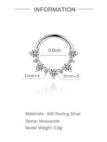 AnlaScheer 1 Peça Brinco de Piercing Helix Espiral com Rosca de Bottom Plano em Prata Esterlina 925 com Moissanita de Tamanho Misto, Joia de Noivado, Casamento e Noiva para Mulheres - Prata - Visão 8
