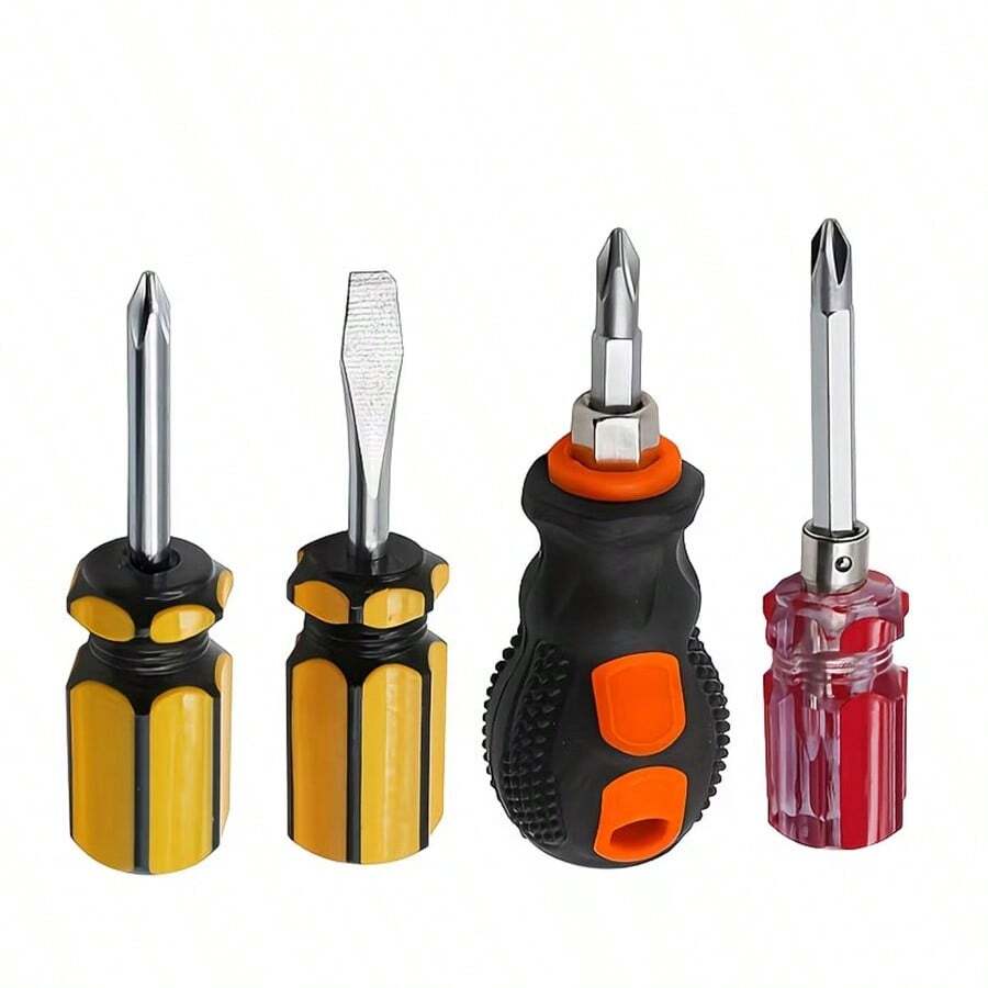 4 chiếc tua vít mini hình củ cà rốt | Tua vít đầu dẹt hai rãnh từ tính nhỏ gọn, chất liệu thép