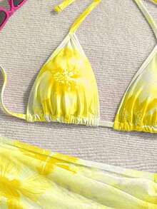 Conjunto de traje de baño de vacaciones para mujer, conjunto de vacaciones de verano para mujer, conjunto de playa para mujer - Amarillo 2 - Ver 4