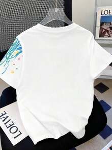 Camiseta blanca de manga corta con bordado floral imitación pesada y cuentas, nuevo estilo chino retro con bordado floral imitación y perlas, elegante camiseta blanca tipo dama, camiseta blanca suelta con imitación de bordado pesado y cuentas al es - Blanco 8 - Ver 2