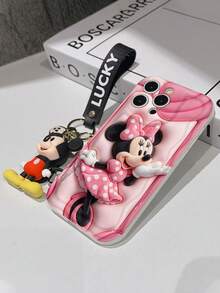 This Disney Mickey Mouse Lanyard Phone Case Is Fully Covered In TPU Material. It's Shockproof, Lightweight, And Compatible With IPhone17/16/11/13/15/15 Plus/15 Pro/15 Pro Max/12/14 Pro Max/11 Pro Max/12 Pro/12 Pro Max/13. This Phone Case Makes A Popular Birthday Gift Or Business Gift; It's Durable, Stain- And Fingerprint Resistant, And Suitable For Both Men And Women. The Set Also Includes A Mickey Mouse Phone Case And A Mickey Mouse Plush Bracelet. It's A Perfect Gift For Friends And Family. This Stylish Phone Case Is Fun, Lightweight, And Durable. IPhone17 Pro Max Phone Case, Minnie Mouse Phone Case. - 白色 - 查看 5