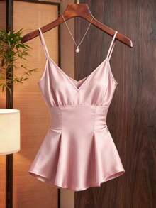 Camiseta de mujer elegante y de moda con cuello en V profundo - Rosa - Ver 1