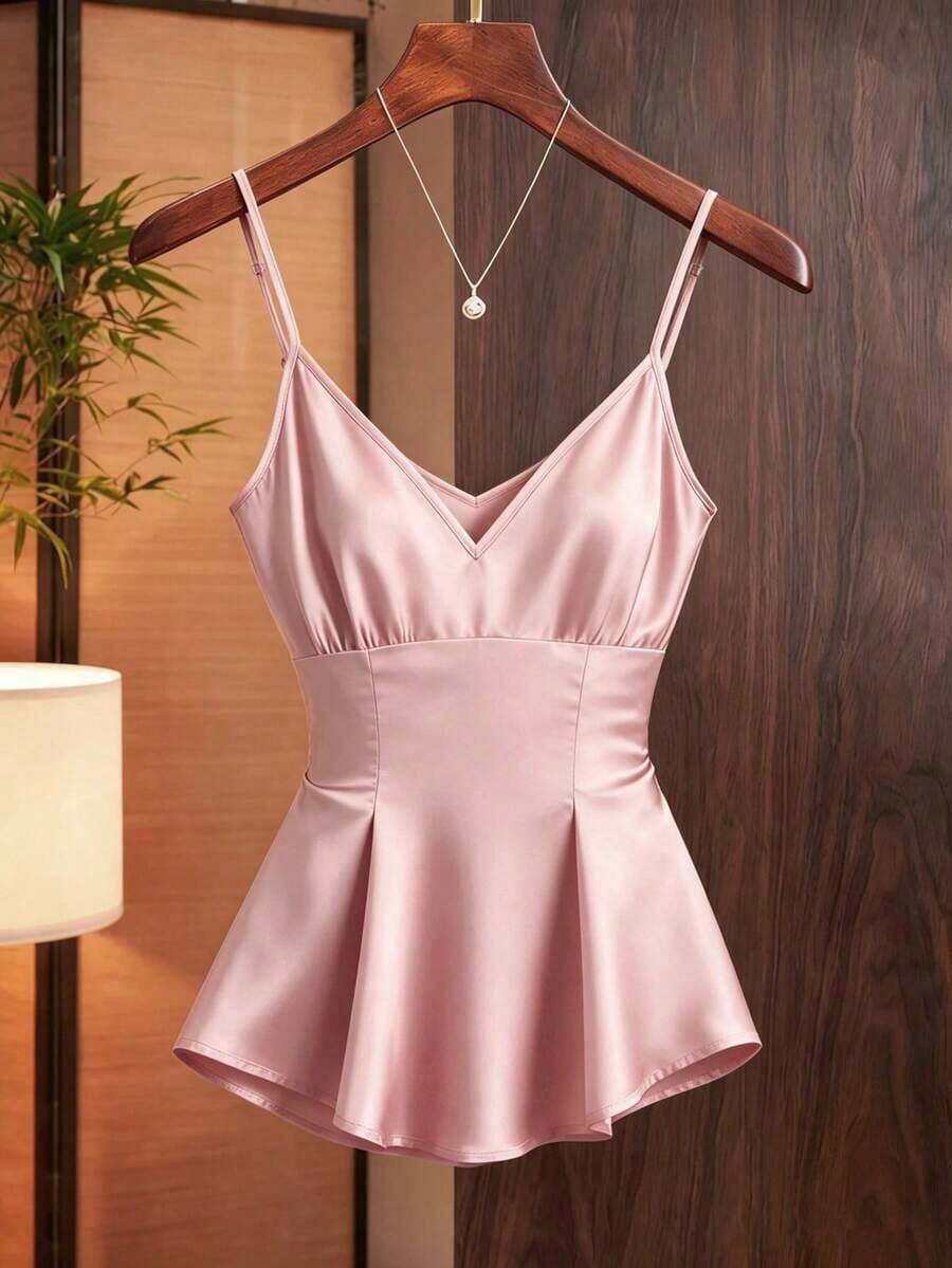 Camiseta de mujer elegante y de moda con cuello en V profundo - Rosa - Ver 1