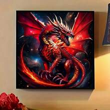 Bộ tranh đính kim cương DIY cỡ lớn 50cm x 50cm - Rồng đỏ rực rỡ với đôi cánh màu cam rực lửa, kim cương tròn pha lê, không khung, tranh thêu chữ thập, quà tặng nghệ thuật khảm, bộ dụng cụ thủ công giả tưởng | Thiết kế sống động | Nghệ thuật kim cương pha lê, Bộ tranh đính kim cương mới - Xem 5