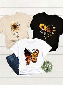 Camisetas de manga corta para mujer, elige 1 entre 3 modelos distintos. Estilo retro americano con estampados de nombres de ciudades, suaves al tacto, cómodas, elegantes y versátiles para el ocio, las fiestas y la playa. Ideales para la Semana Santa y la Pascua. Hay una que te queda perfecta. - Beis - Ver 7