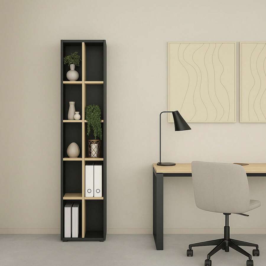 Dmora Erevan - Libreria, 34.3x40.8x204.7h cm Marrone, 4 Ripiani - Castano - Visualizzare 1