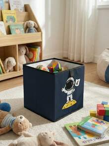 1pc Large Capacity Foldable Storage Box, Durable Open Storage Bin With Astronaut Pattern Print, Baby Diaper & Toy Storage Basket, Baby Room Organizer, Drawer-Style Multi-Functional Space-Saving Design For Home, Dorm, Household Organization, Under-Bed Storage - Multicolor - View 6