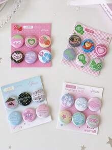 6 PCS 25mm Mini Sticker Badge Cartoon Cute Backpack Decoration Pin Student DIY Clothing Accessory Patch - Multicolor - View 12