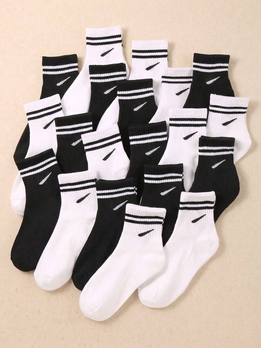 20/10/5 双装儿童船袜、儿童短袜、儿童弹力袜、儿童运动袜,双横杠心形/斜钩设计,适合男孩日常穿着,返校季适用,透气柔软舒适,适合 1-16 岁儿童,日常外出、跑步运动,四季皆宜,儿童生日礼物 - 彩色 - 查看 1