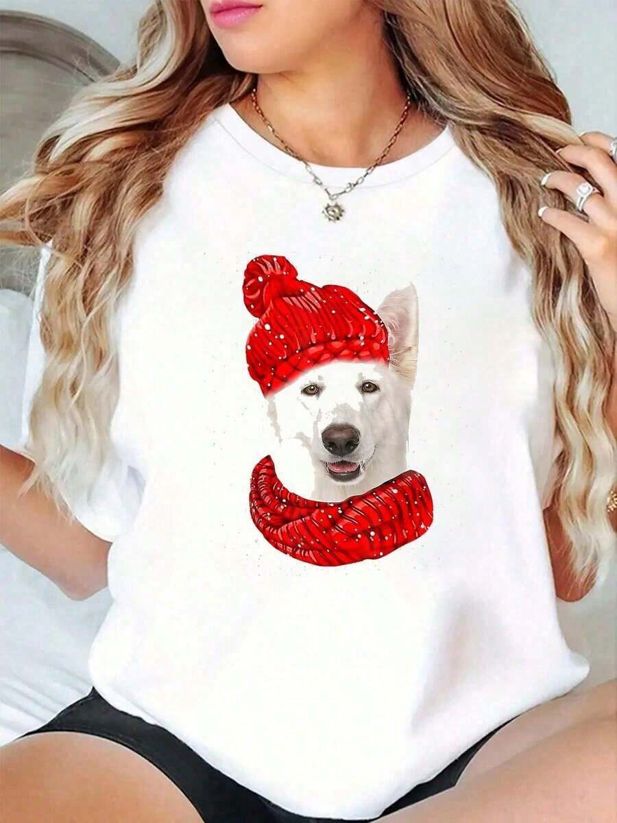 Suéter de algodón 100% blanco para perro pastor alemán, camiseta navideña para mascotas, camisetas de verano para mujerropa de calor mujer - Blanco - Ver 1